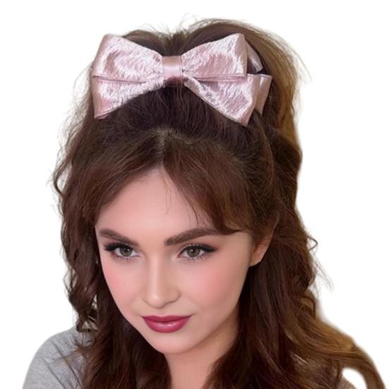 

Hair Claw Silvery Ribbon 3D Bowknot Decor Hair Clip Firm Buns Hairstyles Large Tooth Hair Gripper Hair Accessory розовый