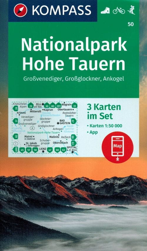 Super Merchant Hoge Tauern 1, 50.000. Grossglockner, Grossvenediger, Ankogel. Set Van 3 Toeristische Kaarten 50. Wyd. 2023. Kompas
