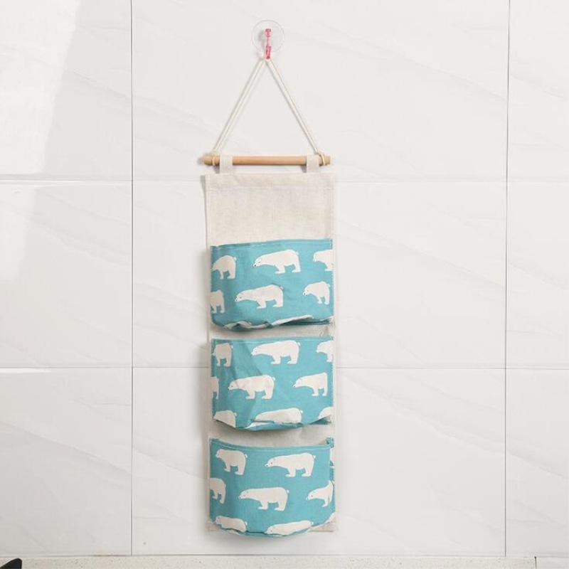Wall-Mounted Fabric Storage Bag: Hanging Organizer for Bedside or Wardrobe