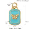Trendy Colorful Enamel Geometry Charm Pendant,Real 18k Gold Plated Zircon Necklace Bracelet Jewelry Findings Supplies S43