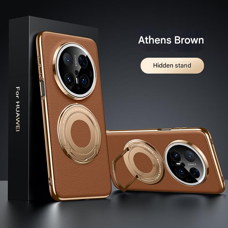 

Чехол из экологически чистой веганской кожи для Huawei Mate 70 Pro 60 Pro+ 50 с магнитным чехлом и невидимой подставкой в деловом стиле, новое поступление Huawei Mate 70 Pro темно-коричневого