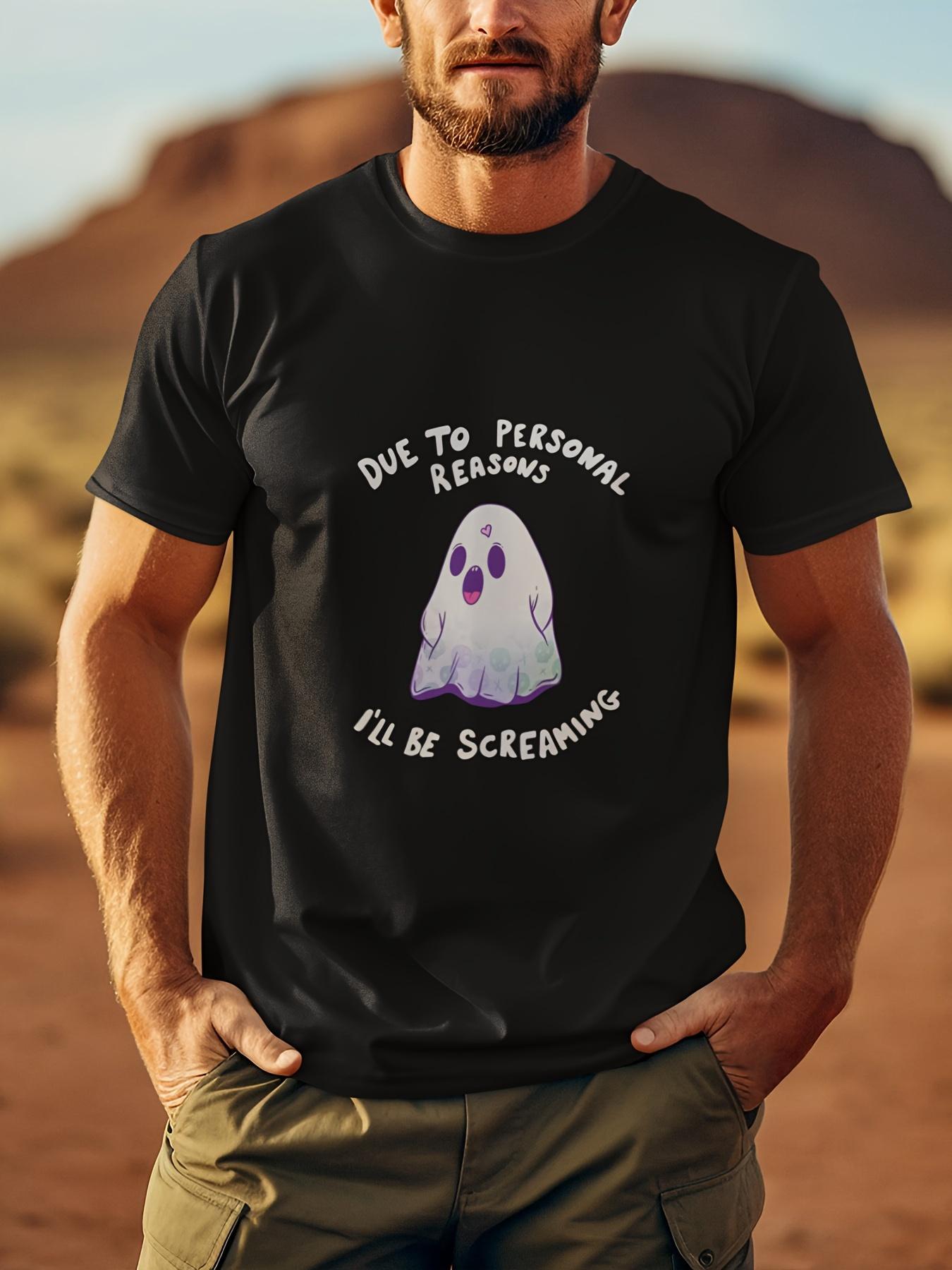 

Funny Ghost Graphic T-shirt - Due to Personal Reasons I ll Be Screaming Tee - Breathable Summer Shirt for Halloween XXL