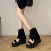 Bohemian Platform Roman Sandals Women's Summer 2025 New French Rivets Tassel Inner Heightening Short Cool Boots