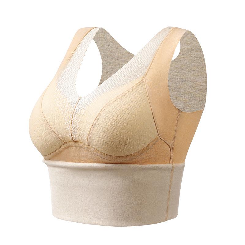 

One-Piece Thermal Vest with Built-In Bra Lace V-Neck Wool and Silk Blend for Women M дубильная кора