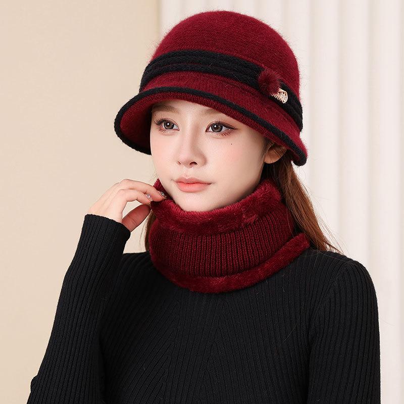 Rabbit Fur Thermal Hat Women's Fashion Cold-proof Wool Cap Autumn and Winter In The Elderly Fleece Cold-proof Cap
