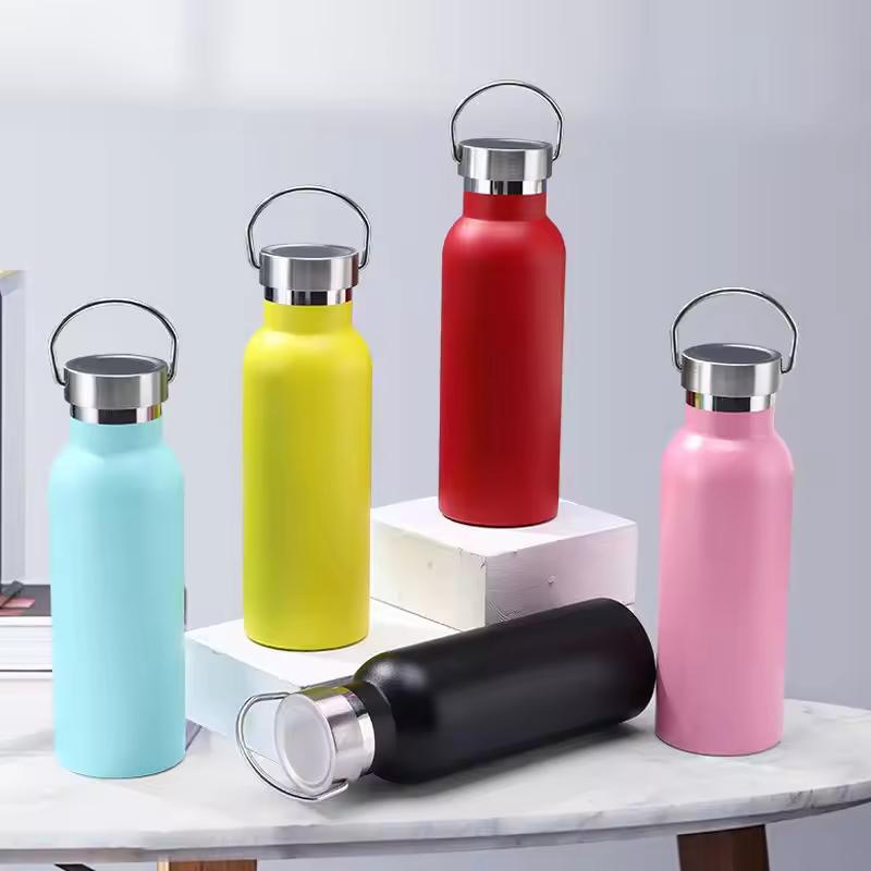 Custom Logo Powder Coated 304/201 Stainless Steel Narrow Mouth Leak-Proof BPA Free 6-12 Hours Thermal Insulation Vacuum Flask
