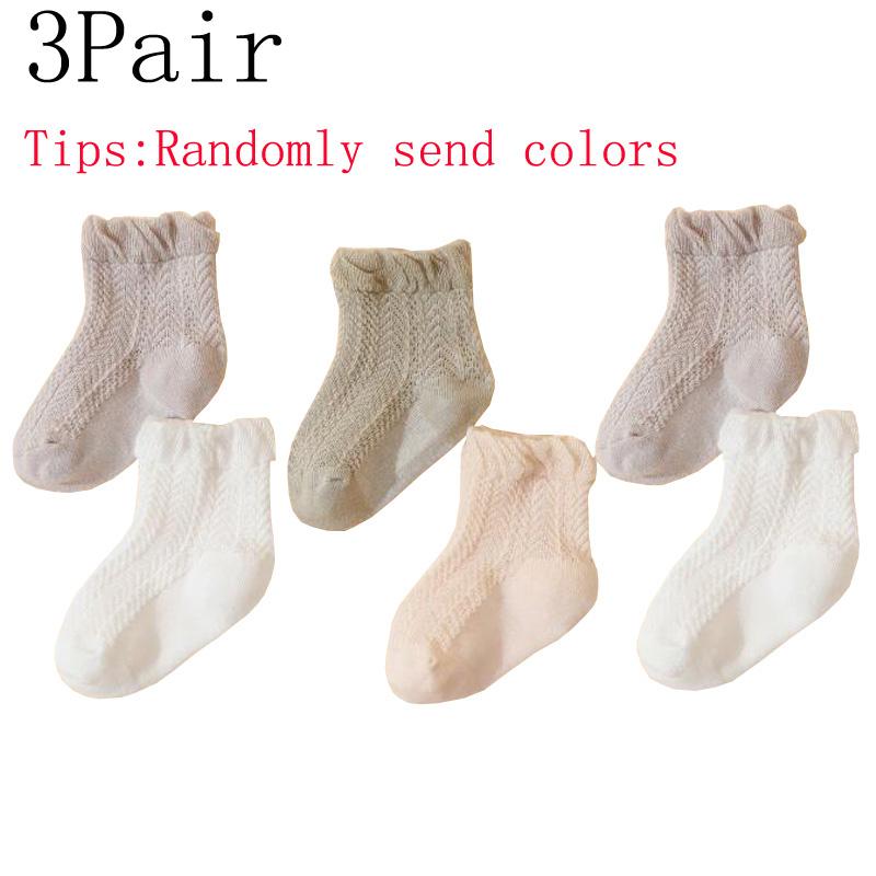 3Pair/lot New solid color thin mesh baby socks