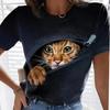 Plus Size Women's Casual Summer T-Shirt 3D Cat Print Loose Short Sleeve Crew Neck Tops Clothing