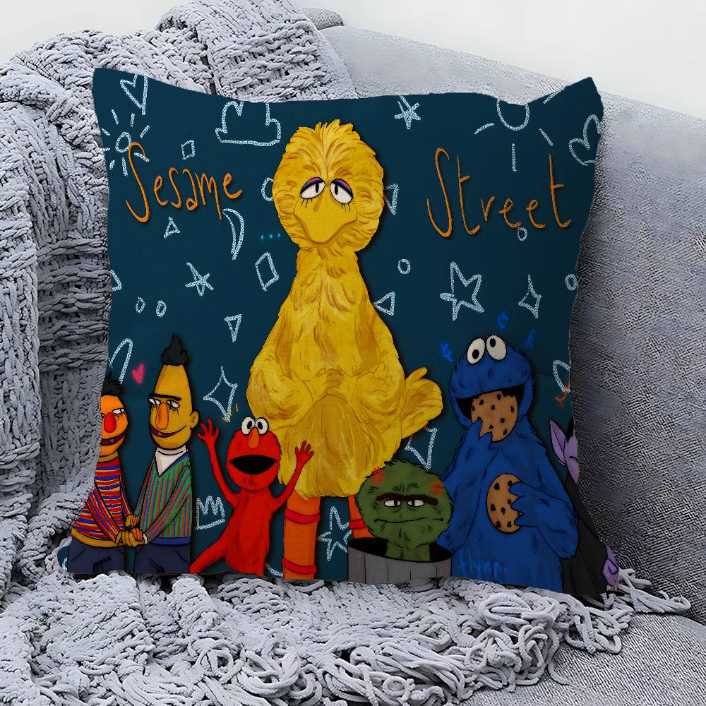 Cartoon S-Sesame-S-Street Pillow Cover Design Cushion Cover Decor Holiday Decorati
