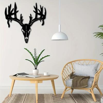 Metal Deer Art Wall Decor - Deer Skull & Head Signs - Iron Crafts for Living Room - Unique Metal Wall Art & Wall Stickers