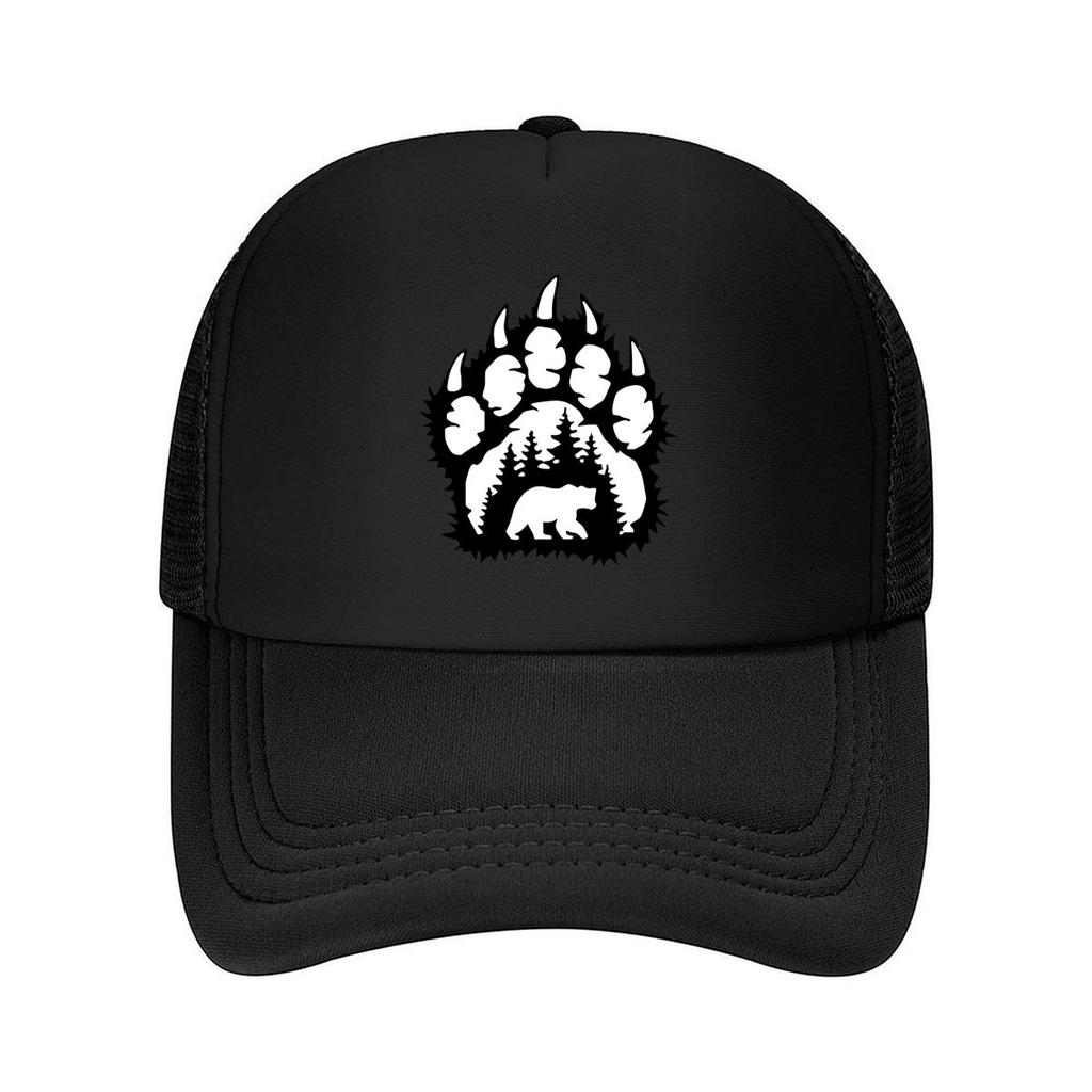 UnisexS Vintage with Black Bear Paw Print Design Adjustable Lightweight NonStretch Fabric Ideal Mesh Baseball Cap