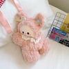 Plush Bunny Eared Sheep Shoulder Bag With Zipper Pocket For Daily Use