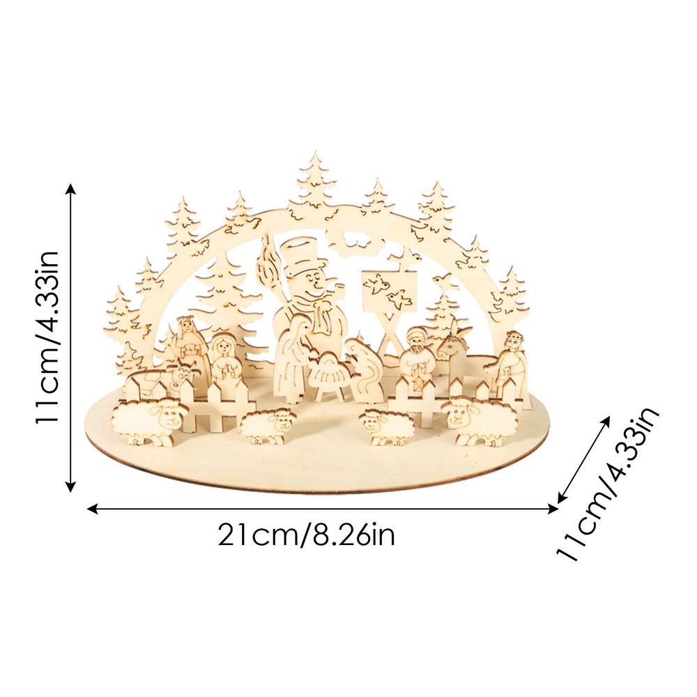 Christmas Wooden Nativity Scene Decoration 2D Silhouette Nativity Scene Set Birth Of Jesus Ornament Christmas Gifts Home Decor