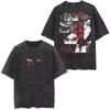 Camiseta Lavada de Verano Naruto Clan Uchiha, Camiseta Suelta de Algodón Estilo Calle Harajuku Anime