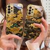 Golden Surging Waves For Samsung A 01 52S A04 A05S A10 A12 A13 22 23 24 36 42 M02 Note 10 20Ultra 8 9 Golden Glass Phone Case