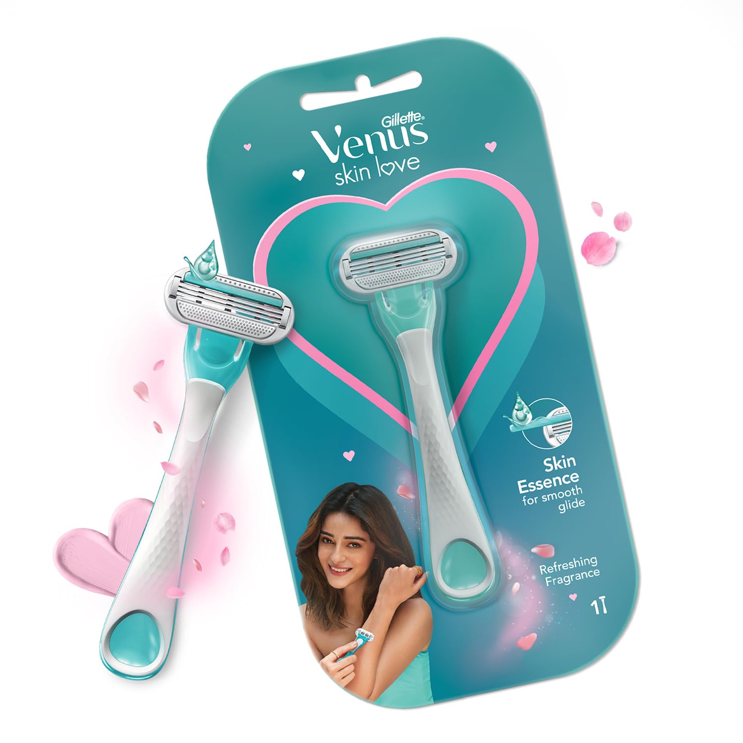 Gillette Venus Skin Love With Skin Essence | Womens Razor For Hair Removal- Pack Of 1, Green