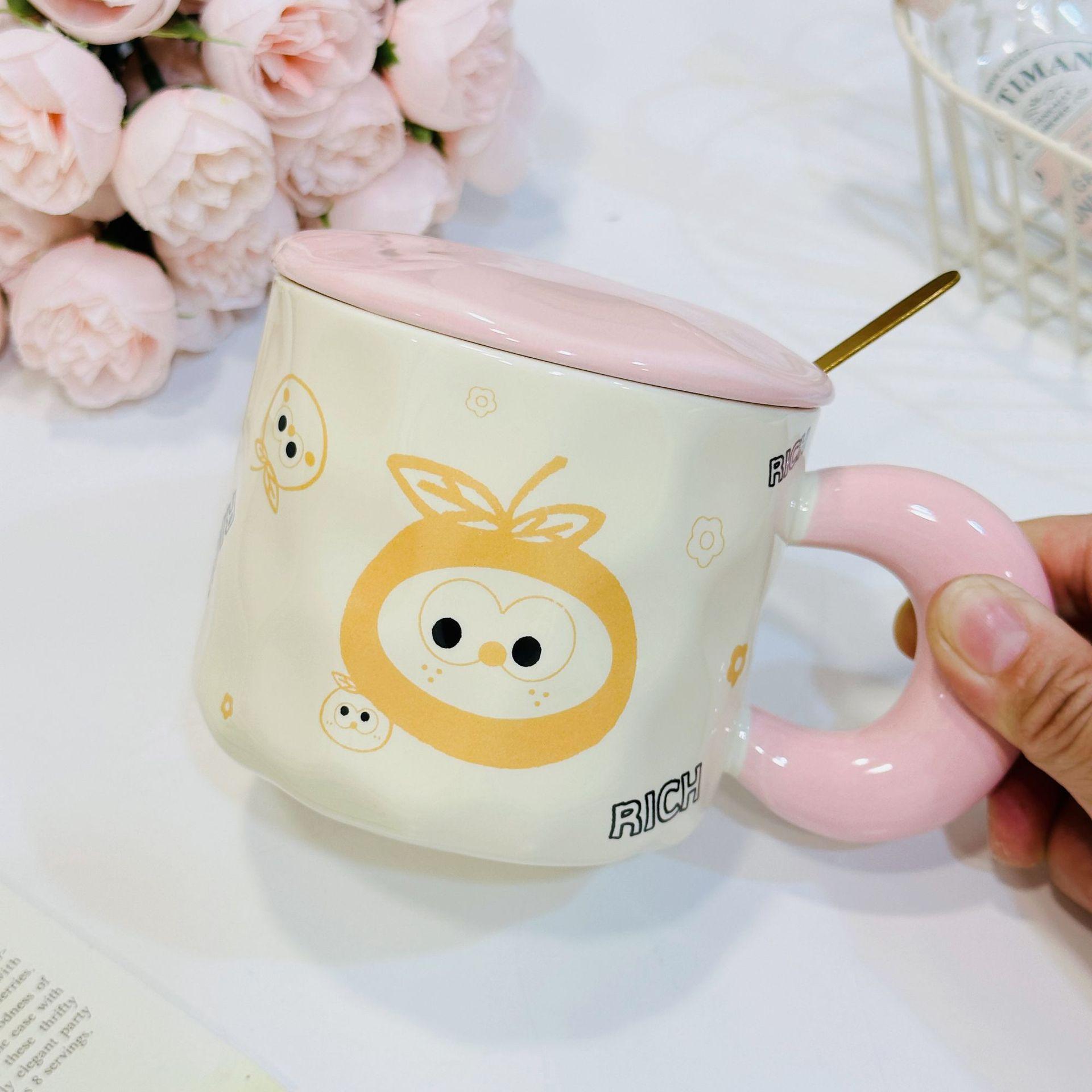Deckel und Löffel Keramiktasse Einhorn Tasse Hochwertiges Souvenir Geschenk Tasse Studententasse 380ML