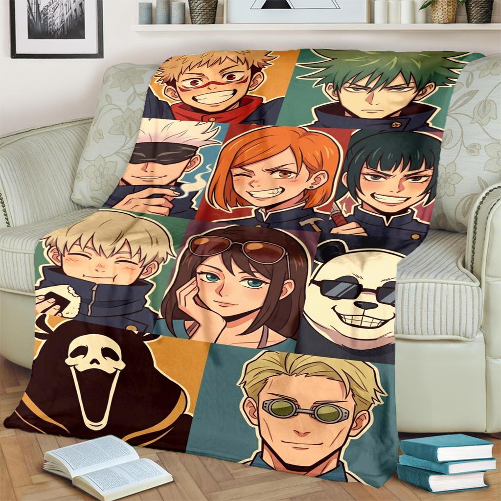 Jujutsu Kaisen Warm Flannel Blanket Print Comfortable for Bedrooms, Picnics, Sofas, Beds, Chairs, Travel-kwq142