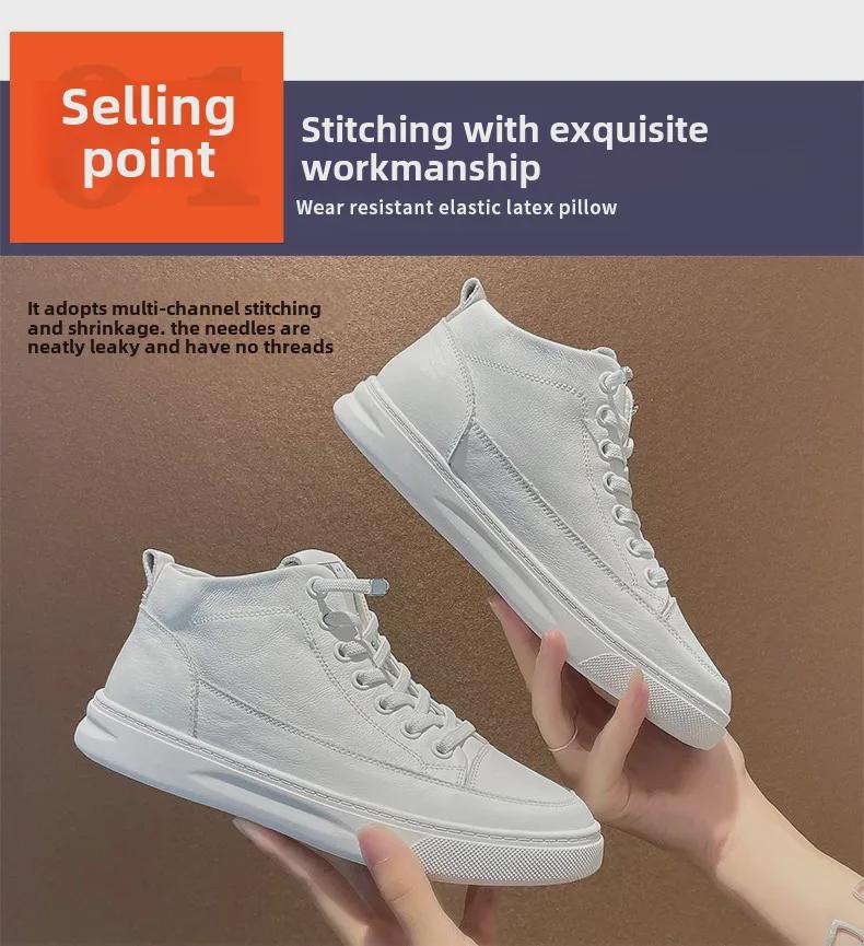 Dámské bílé kotníkové boty z pravé kůže - podzim/zima 2025, univerzální styl, plus samet, první vrstva hovězí kůže, ideální na běhání a cestování.