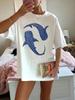 Blue Whale Shark Simple Printing TShirts Women Summer Tops Comfortable ONeck T Shirt Fashion Casual Women Clothes