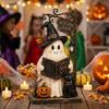 Spooky Wood Haunted House Statue Vintage Stacked Pumpkin Cart Ornament  Shelf Decor