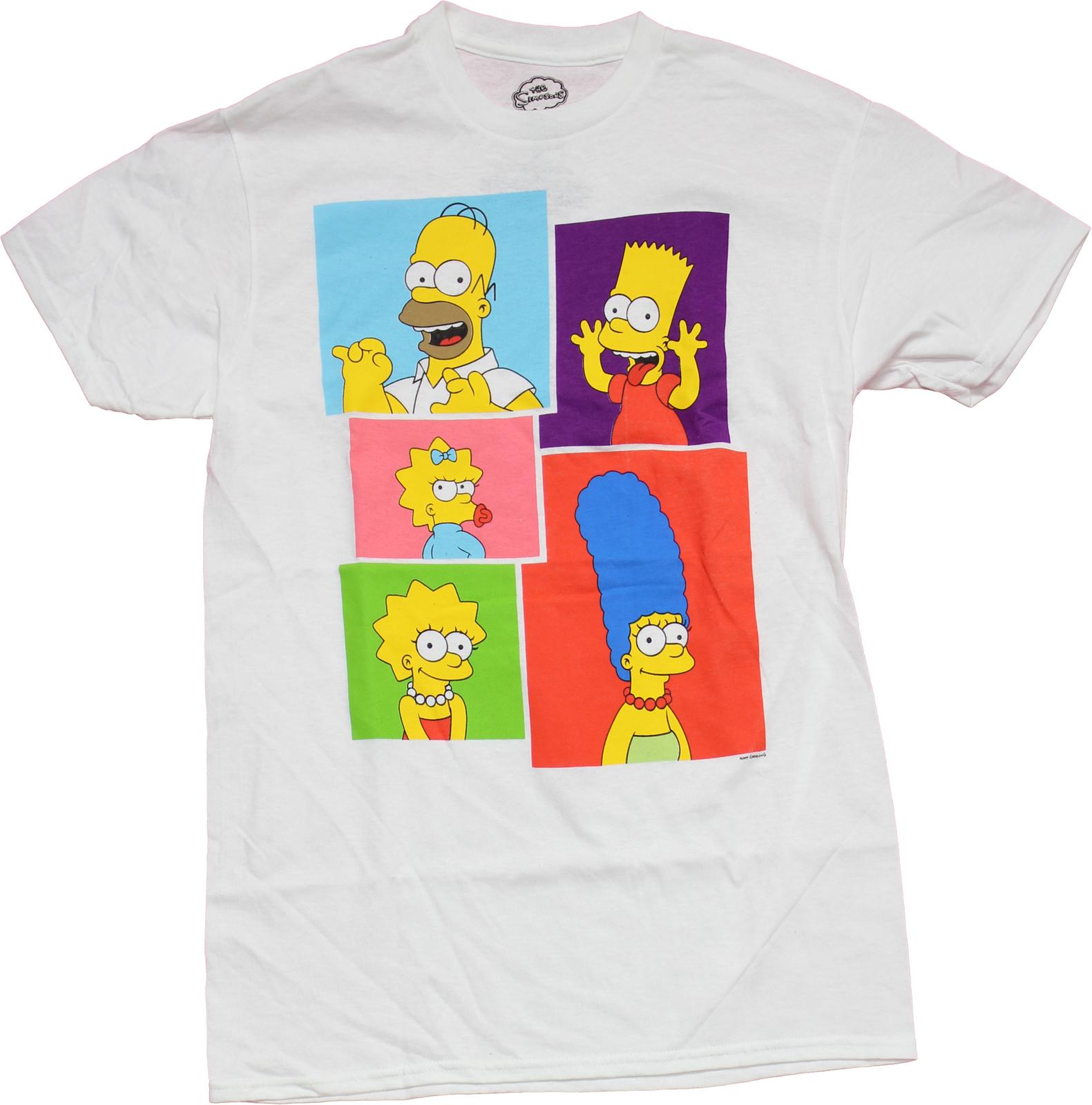 The Simpsons New Adult T-Shirt - Character Portrait Color Boxes L