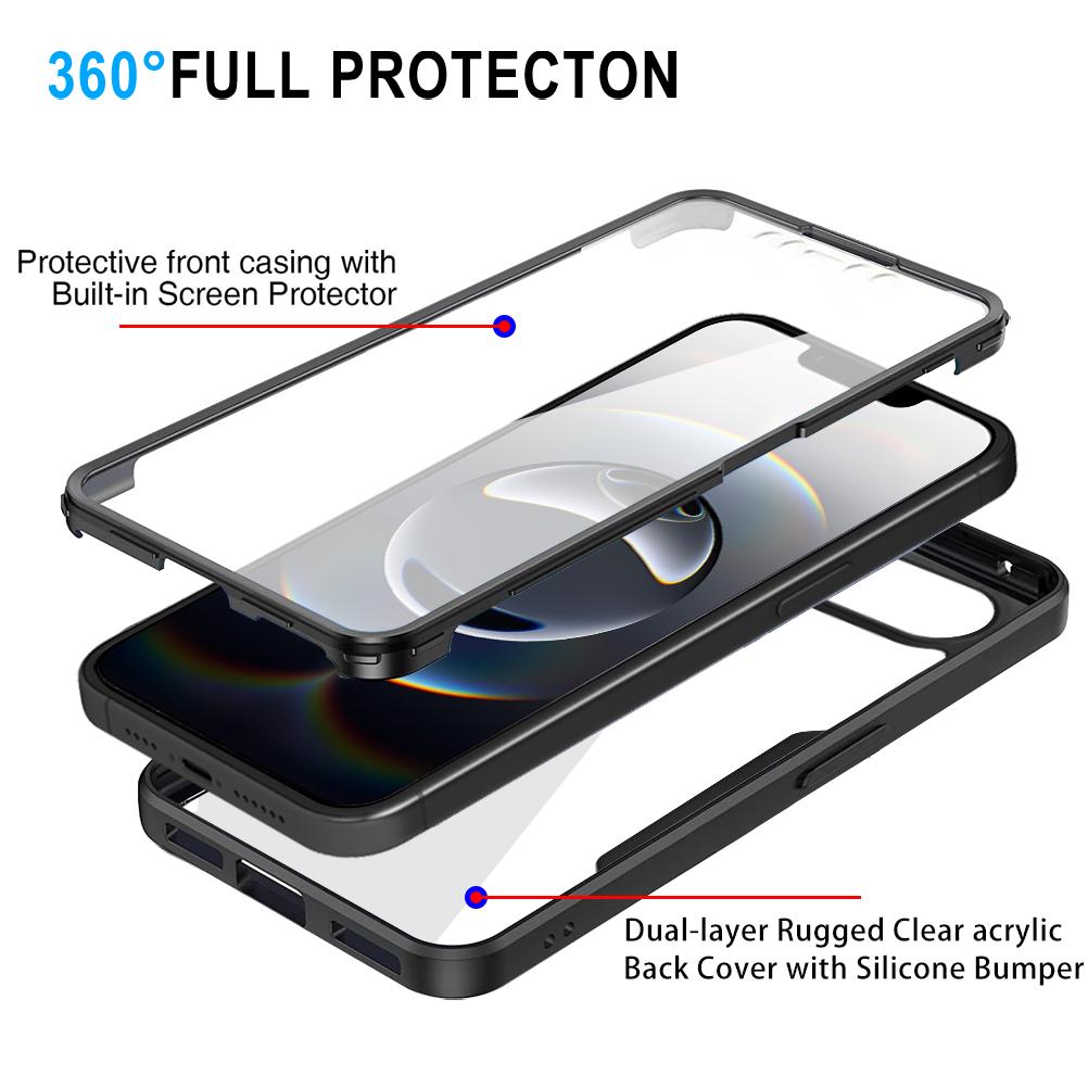 360 Full Protection Case For iPhone 16e Clear Screen With Silicone Bumper TPU+PC Back Cover For iPhone 16 e iPhone16e 2025 Funda
