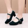 Autumn new women's shoes polyurethane sole lightweight hotel etiquette shoes one-word buckle medium heel soft sole mother shoes middle-aged shoes