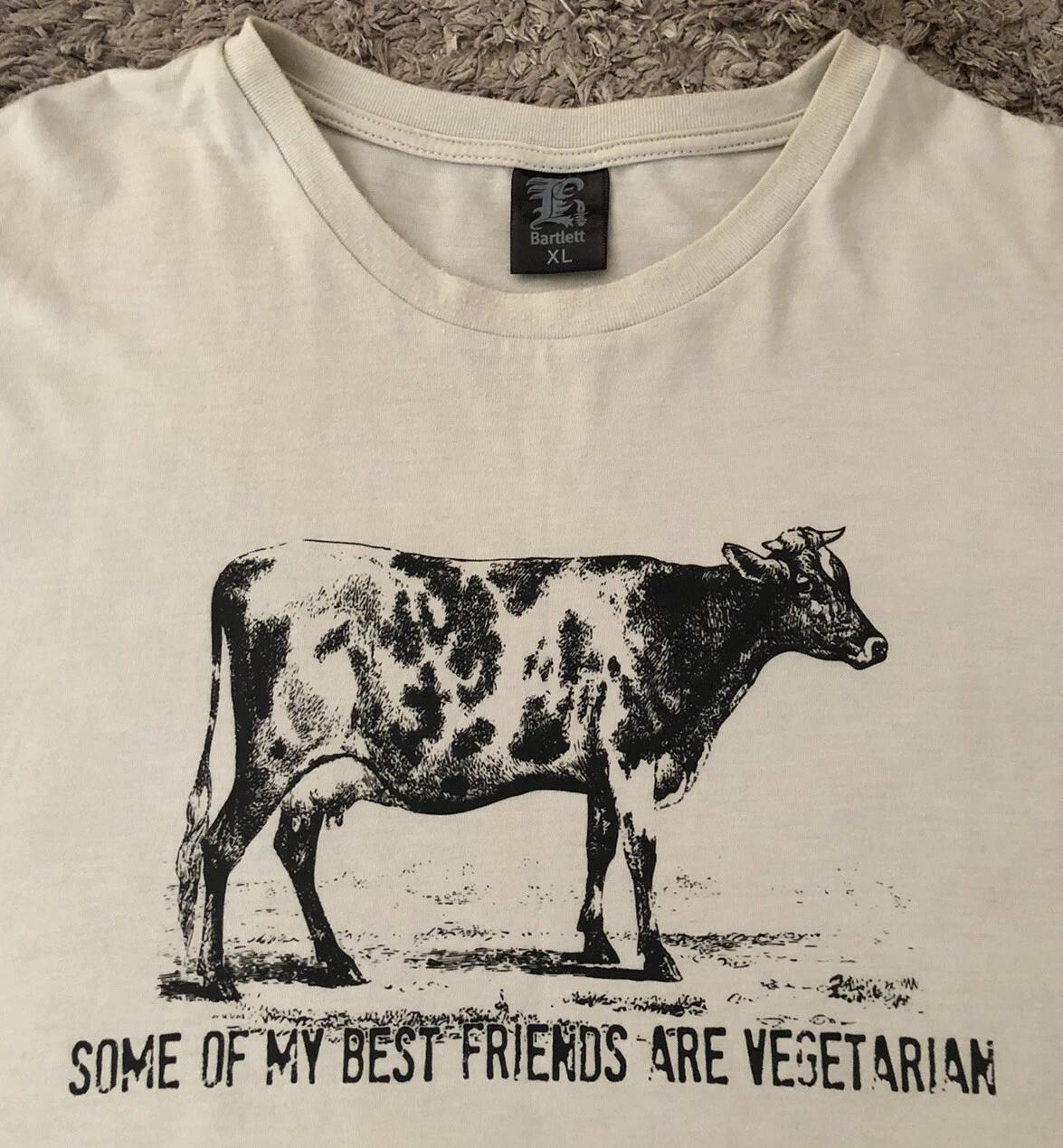 

Some Of My Best Friends Are Vegetarian Cotton T Shirt Cow Ecru Mens Size XL R69 L