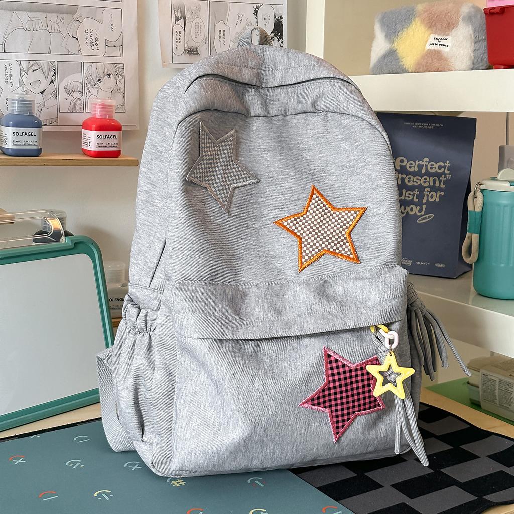 Schoolbag1011 New Star Backpack Female Korean Version Ins Style Simple Casual Student Schoolbag Large Capacity Travel Backpack