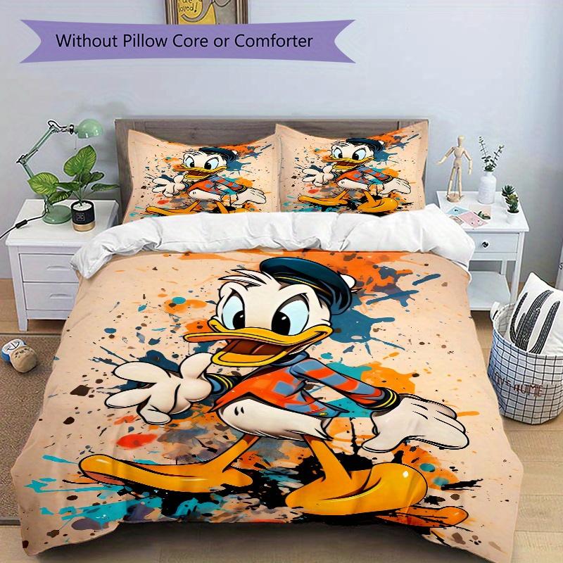 3pcs Colorful Donald Duck Printed Bedding Set, Soft and Comfortable Quilt Cover for Bedroom, Guest Room W012