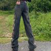 Vintage Trendy High Waist Geborduurde Gescheurde Losse Vloer Vlinder Holle Wijde Pijp Jeans voor Dames