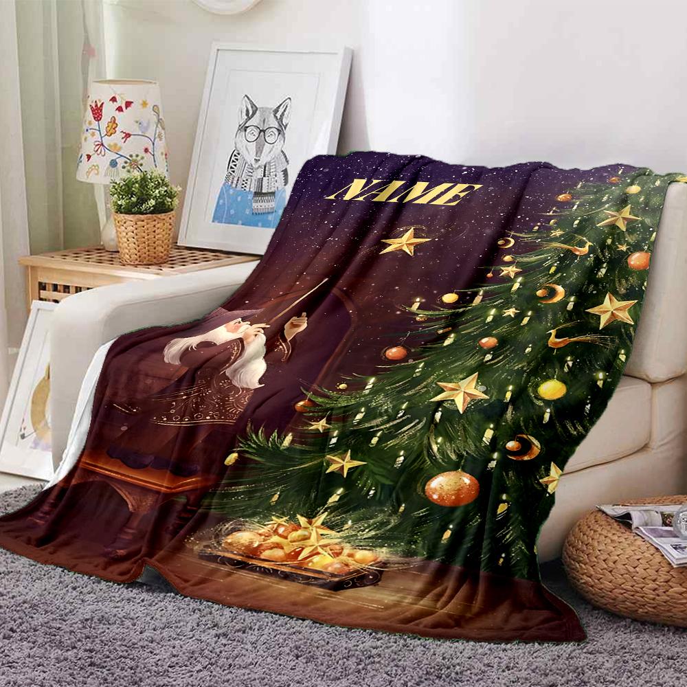 Custom Name Wizard's Ancient Wisdom blanket for Couch & Bed, Plush Cozy Fuzzy Blanket Super Soft & Warm Blankets for Fall and Winter. 090890