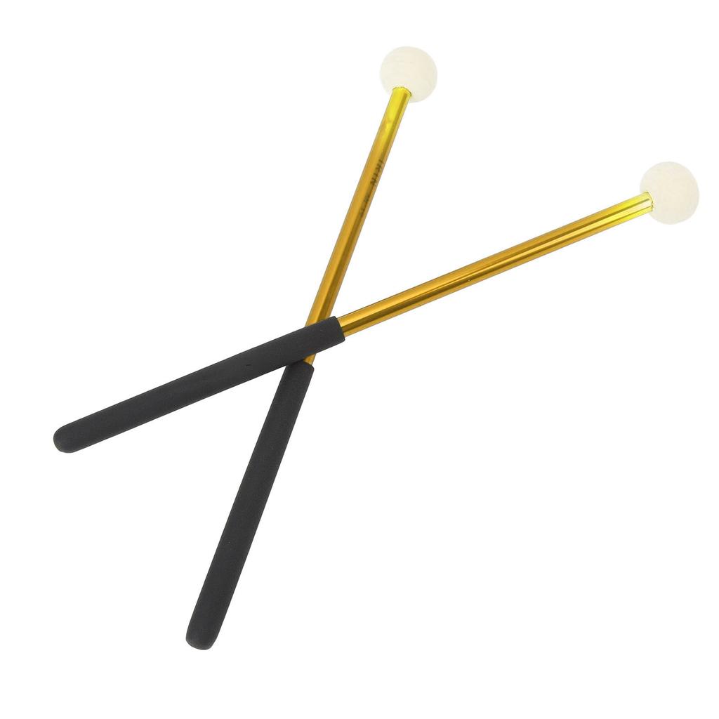 2 Pcs Timpani Mallet Soft Wool Felt Head Anti Slip Rubber Handle Alloy Percussion Stick Gold