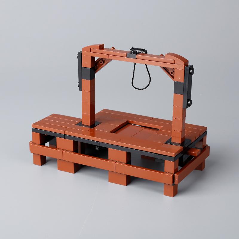 MOC Medieval Guillotine Building Blocks Kit Gallows Tree Hanging Cage Gallows Trial Weapons Bricks Toys Boys Gift