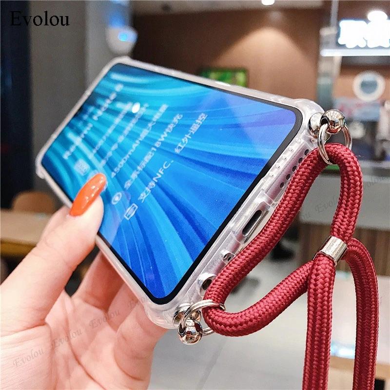 Crossbody Lanyard TPU Phone Case For Honor 600 Lite Transparent Shockproof Soft Silicone Back Cover For Honor 600 Lite