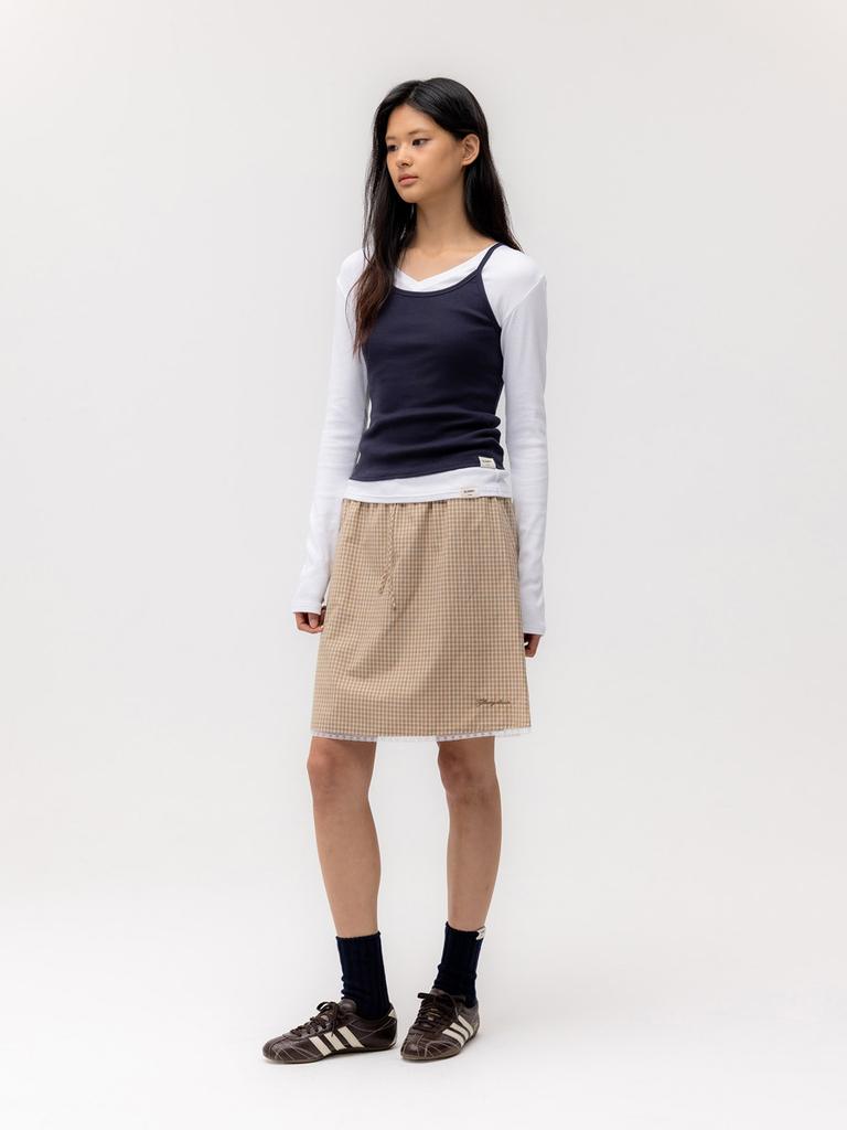 GLOWNY G Classic V-Neck Rib Long Sleeve (White)