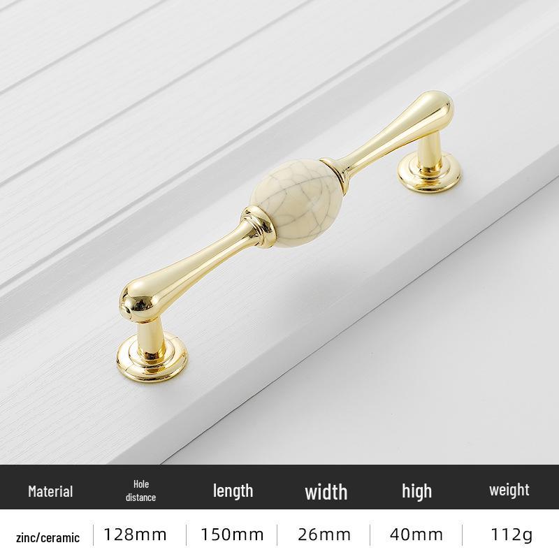 Nowoczesny Minimalistyczny Złoty Stop Aluminium Ceramiczna Rączka do Drzwi Szafek i Garderób