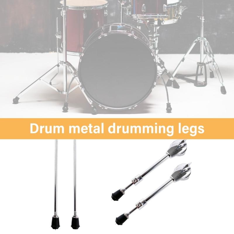 Bass Drum Leg Metal Risers Floor Foot Replacement Set Mount Part Accessory for Musical Instrument Drummer Percussionist