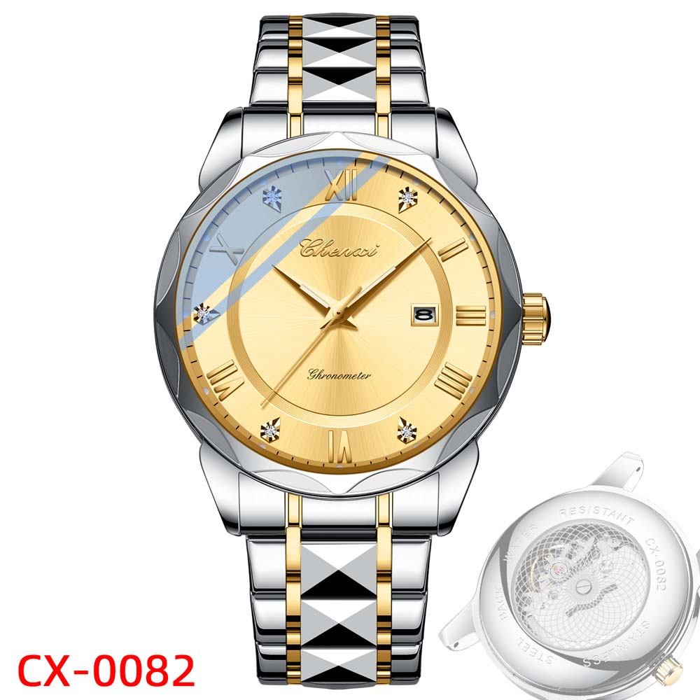 CHENXI New Stylish Men's Quartz Watch Casual Business Calendar Large Dial Stainless Steel Men's Quartz Watch Water-Resistant