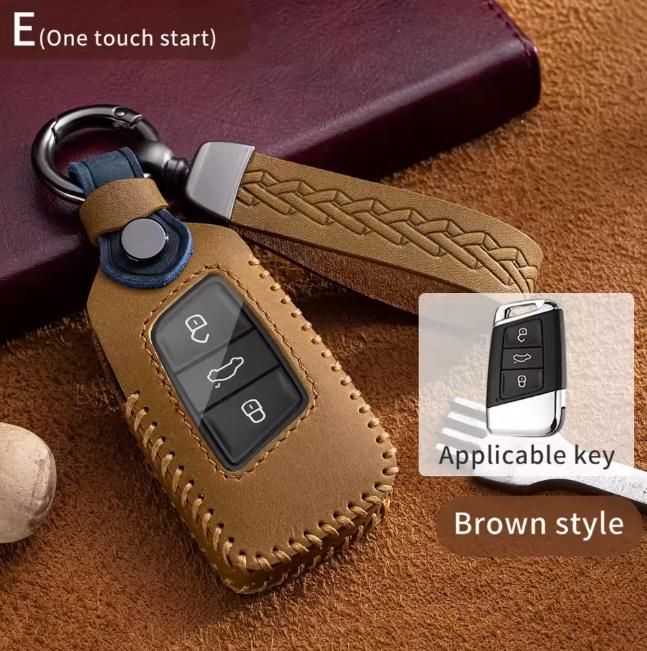 Leather Car Key Fob Bag Cover Case For VW Volkswagen Passat B8 Tiguan Magotan Golf For Skoda Kodiaq Smart Protector