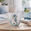 Unique Coastal Style Drinking Glass 12oz Octopus Water Cup, Embossed Design, Hand Painted Marine Gift for Ocean Lovers Home Bar Decor Cup