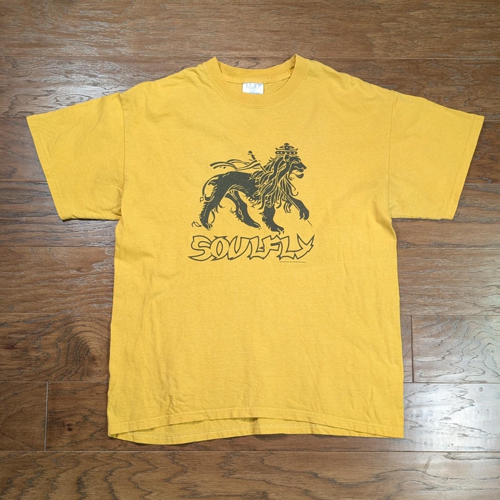 Soulfly Lion of Judah Tour T-shirt 2000 Band Tee Yellow Size Large Y2K Metal XXXXL