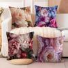 Hot Peony Cushion Cover Natural Linen Organic Fabric DoubleSided Printing Sofa Home Decor Breathable Bed Pillow
