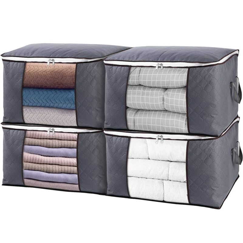 A33R-80L Storage Bags, 6 Pack Clothes Storage Bins Foldable Closet Organizer Storage Containers With Durable Handles