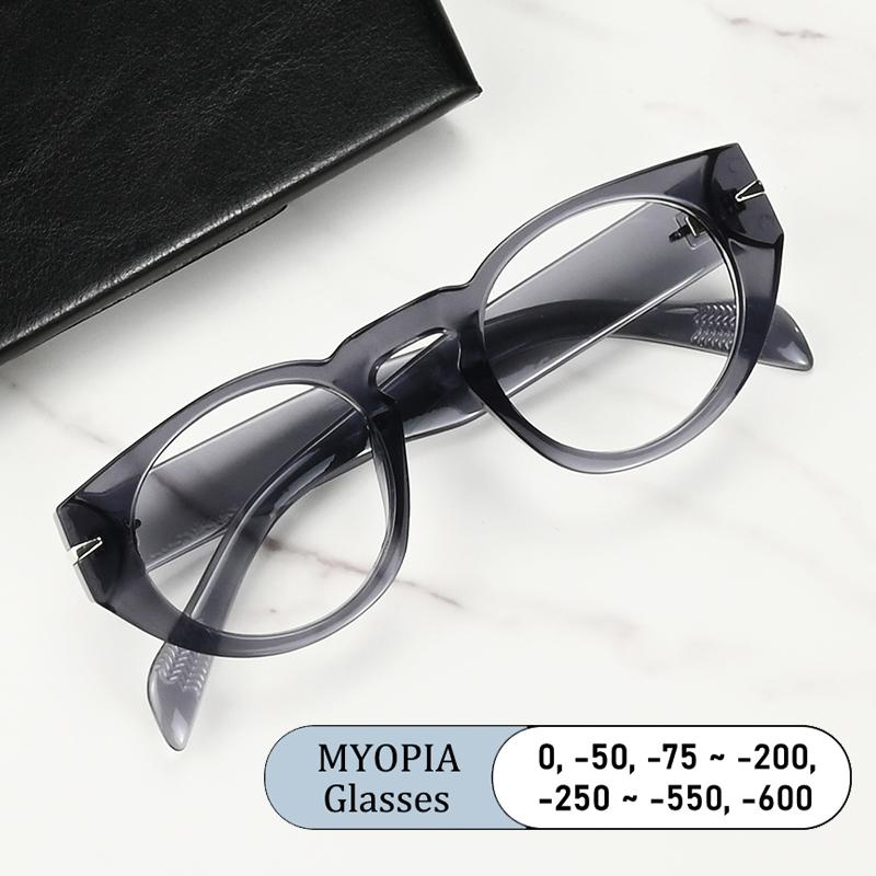 Classic Brand Design Retro Round Men Myopia Glasses Prescription Nearsight Anti Blue Light Women Short Light Optical Eyewear