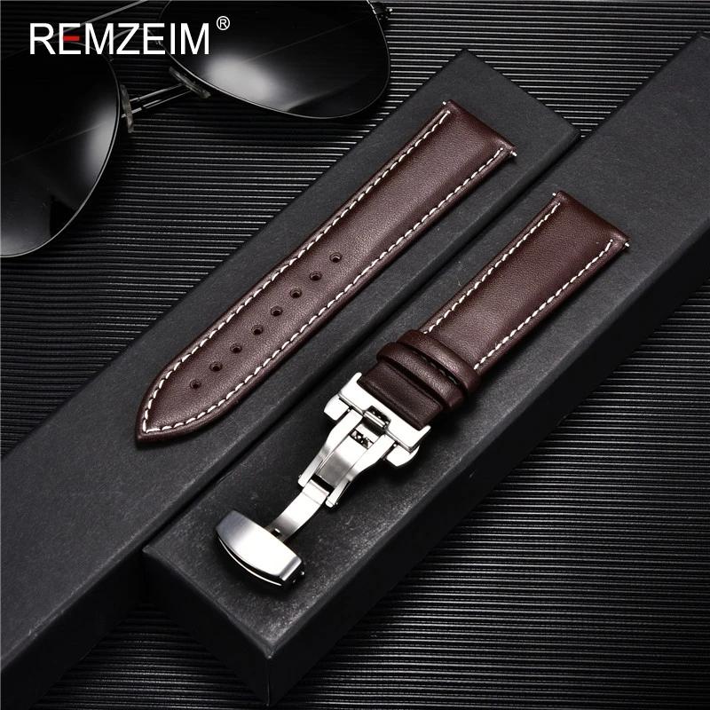 Butterfly Buckle Leather Watch Strap 18mm 20mm 22mm 24mm Suitable for Men Women Watch Band Soft Casual Replacement Bracelet