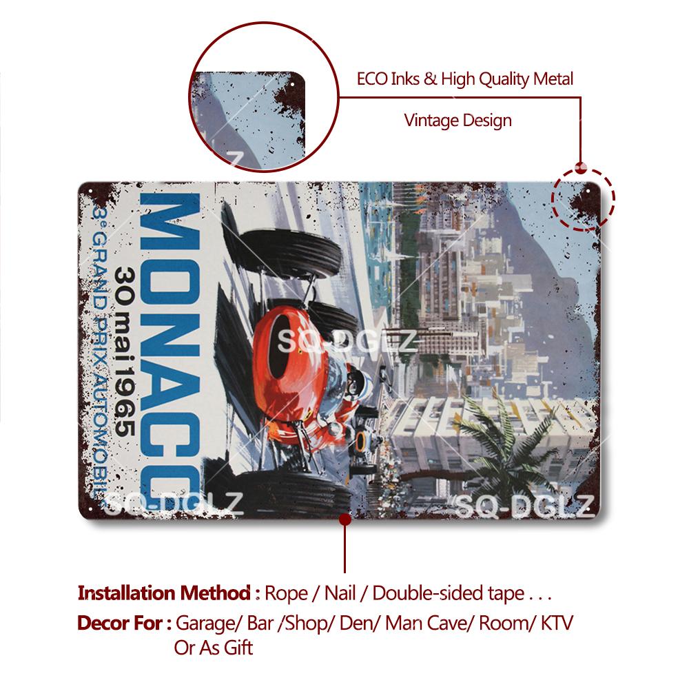 Racing Car Vintage Metal Signs Tin Sign Retro Garage Decor Plaque Metal Plaque Repair shop Wall Decorative Iron Plate