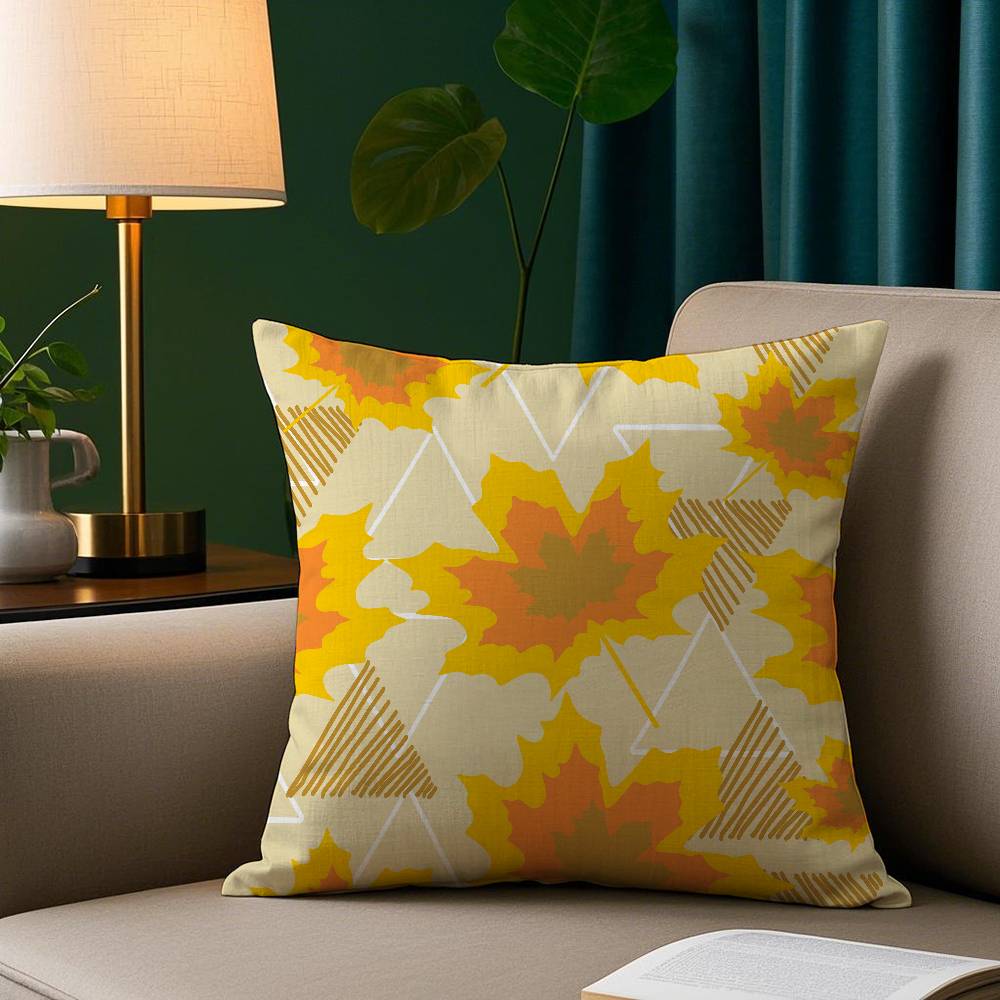 

Fashion Fall Maple Leaf Print Pillow Case Plush Fabric Soft Pillowcase Double Sided Print Sofa Cushion Cover Throw 12x12Inch
