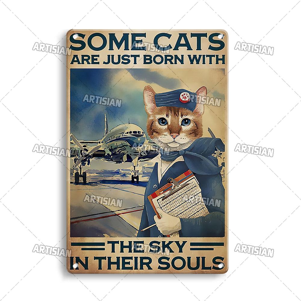 Artisian Flying Metal Sign Pilot Tin Poster Flight Attendant Decorative Plate Wall Decor Garage Bar Pub Club Hotel Cafe Kitchen